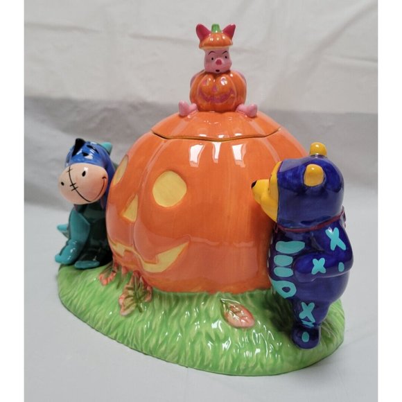 Vintage 1998 DISNEY STORE Halloween Cookie Jar Pooh Piglet Eeyore in Cos… - Picture 2 of 11